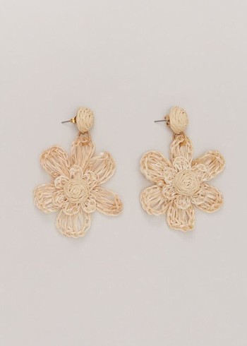 Phase Eight Raffia Oversized Flower Jewellery Beige Canada | HUOIBS-017